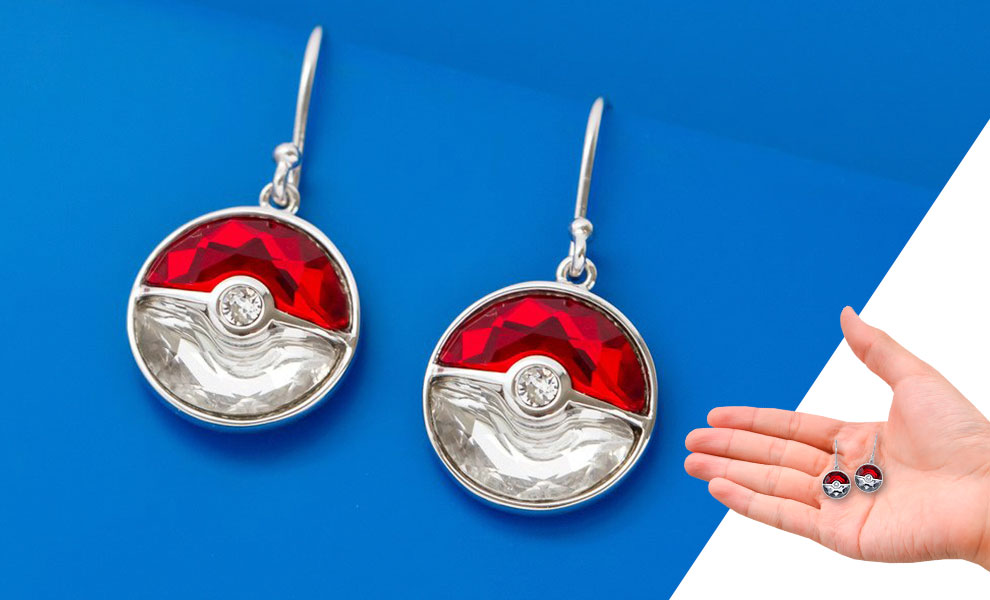 Gallery Feature Image of Crystal Poke Ball Dangle Earrings Jewelry - Click to open image gallery