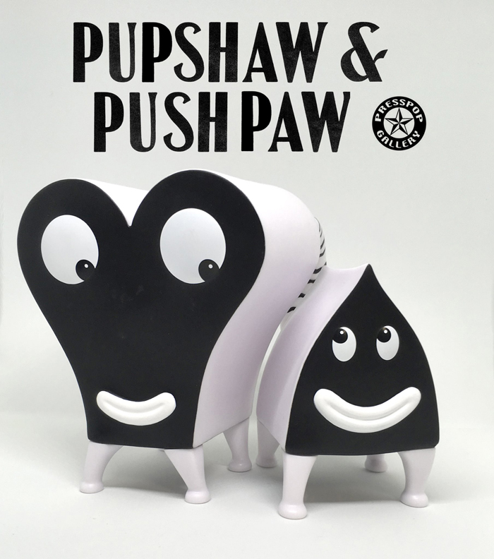 PUPSHAW & PUSHPAW BLACK & WHITE EDITION VINYL TOY FIGURE JIM WOODRING PRESS POP 