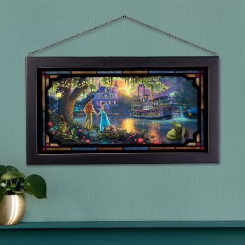 The Princess and the Frog Framed Glass Art by Thomas Kinkade