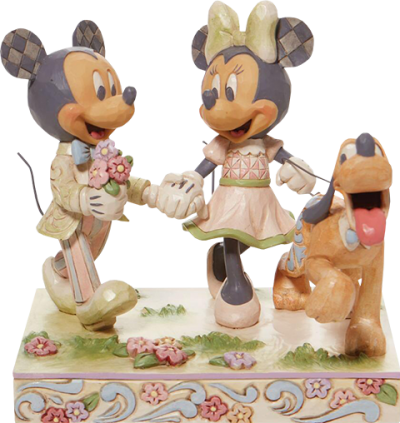 White Woodland Mickey and Minnie Figurine