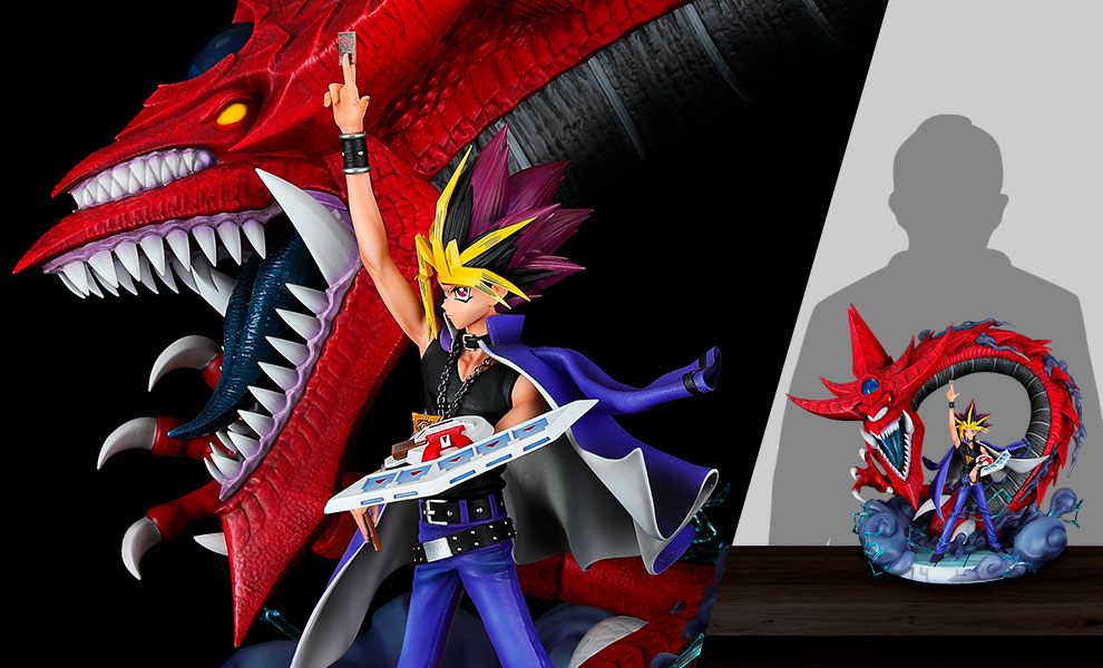 Gallery Feature Image of Yami Yugi & Slifer the Sky Dragon Statue - Click to open image gallery