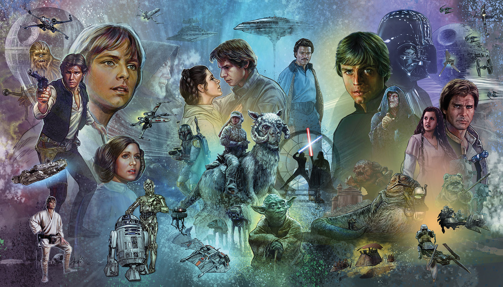 Star Wars Original Trilogy Wallpaper Mural By Roommates Sideshow Collectibles