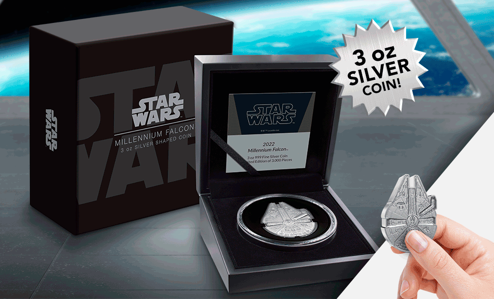 Gallery Feature Image of Millennium Falcon 3oz Silver Coin Silver Collectible - Click to open image gallery