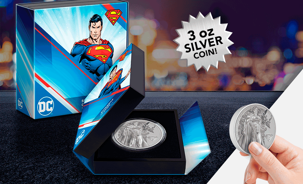Gallery Feature Image of Superman Classic 3oz Silver coin Silver Collectible - Click to open image gallery