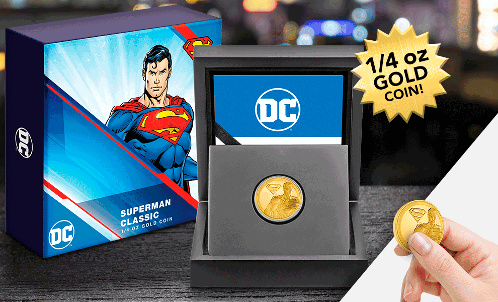 Gallery Feature Image of Superman Classic 1/4oz Gold Coin Gold Collectible - Click to open image gallery