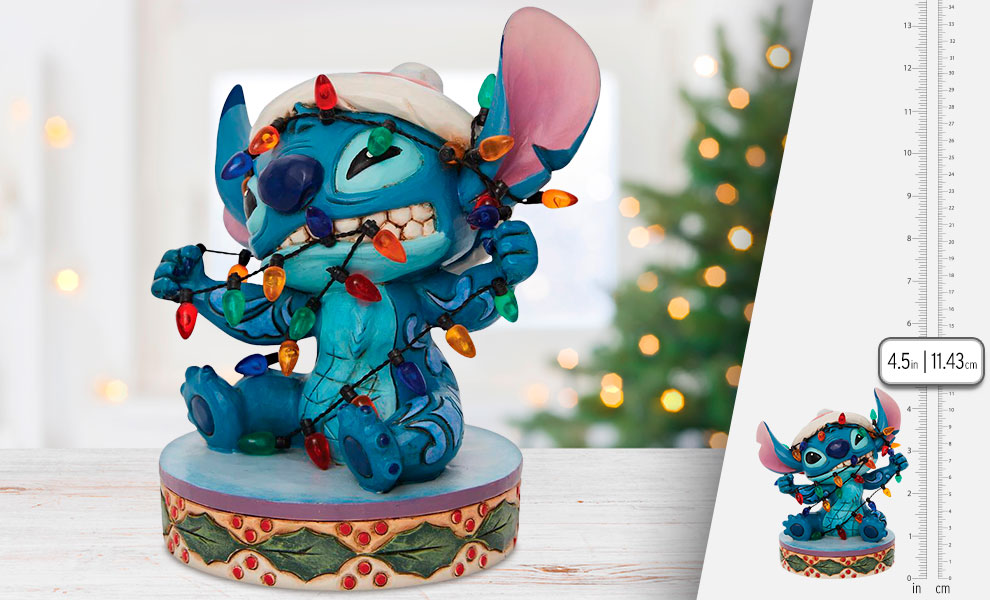 Gallery Feature Image of Stitch Wrapped in Christmas Lights Figurine - Click to open image gallery