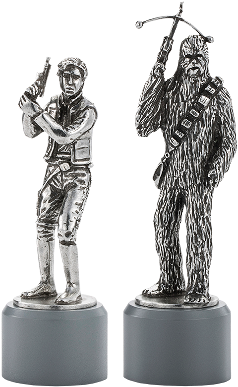 Royal Selangor Han Solo & Chewbacca Bishop Chess Piece Pair Pewter Collectible