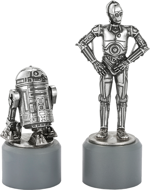 Royal Selangor R2-D2 & C-3PO Knight Chess Piece Pair Pewter Collectible