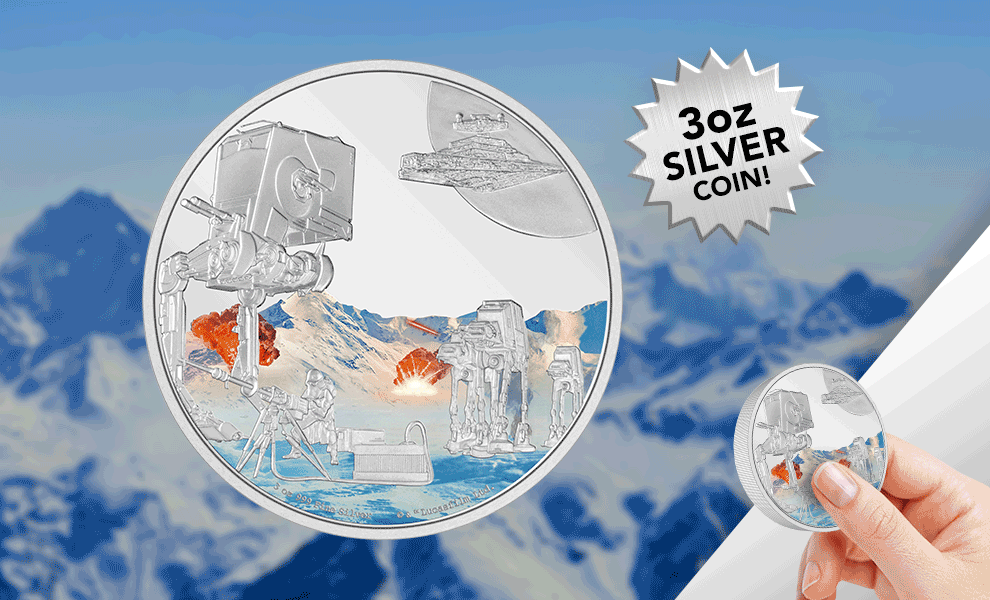 Gallery Feature Image of Battle Scenes Hoth 3oz Silver Coin Silver Collectible - Click to open image gallery