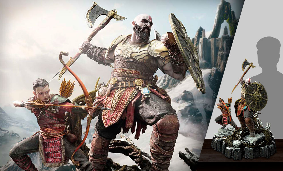 God of War Ragnarok Kratos + Atreus Statue Figure Set Official