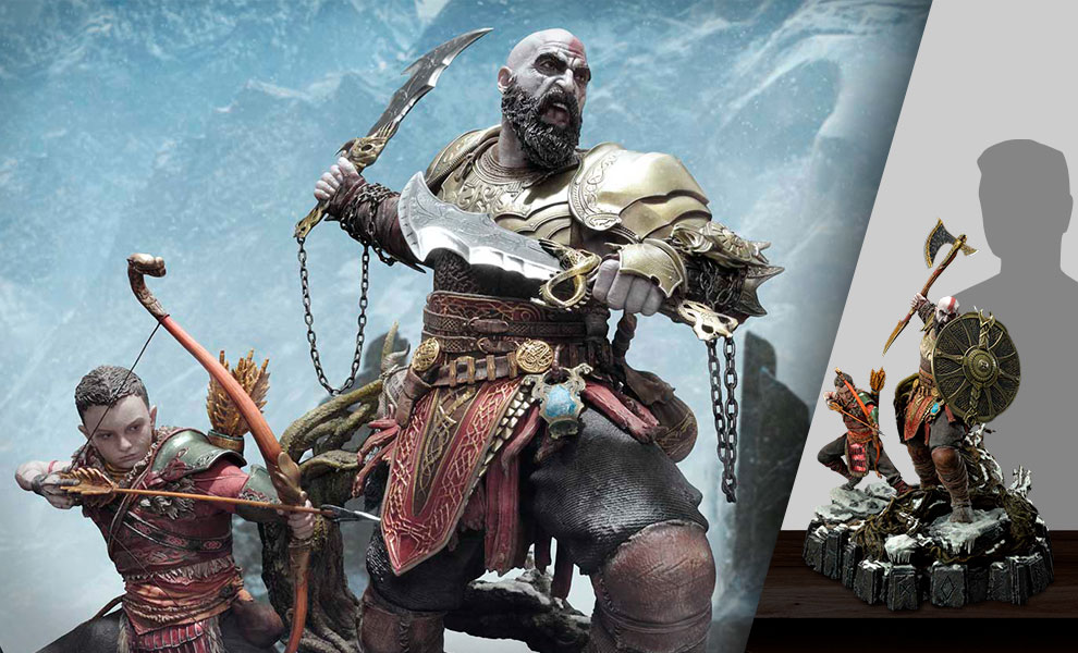 Gallery Feature Image of Kratos & Atreus (The Valkyrie Armor Set) Deluxe Version Statue - Click to open image gallery