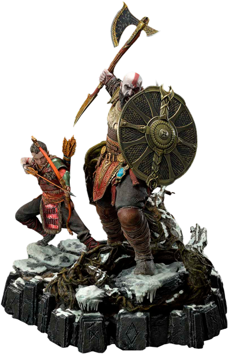 Kratos & Atreus (The Valkyrie Armor Set) Deluxe Version Statues by Prime 1 Studio