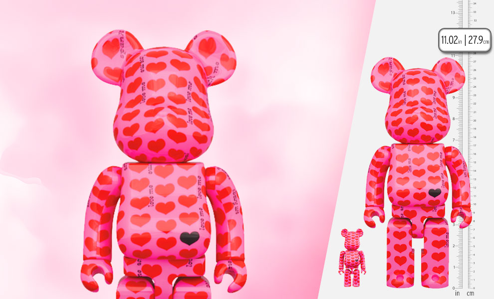 Gallery Feature Image of Be@rbrick Pink Heart 100％ and 400% Set Bearbrick - Click to open image gallery