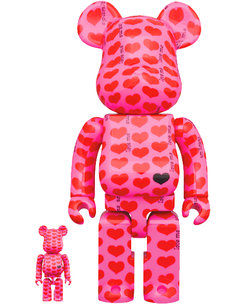 Medicom Toy Be@rbrick Pink Heart 100％ and 400% Set Bearbrick