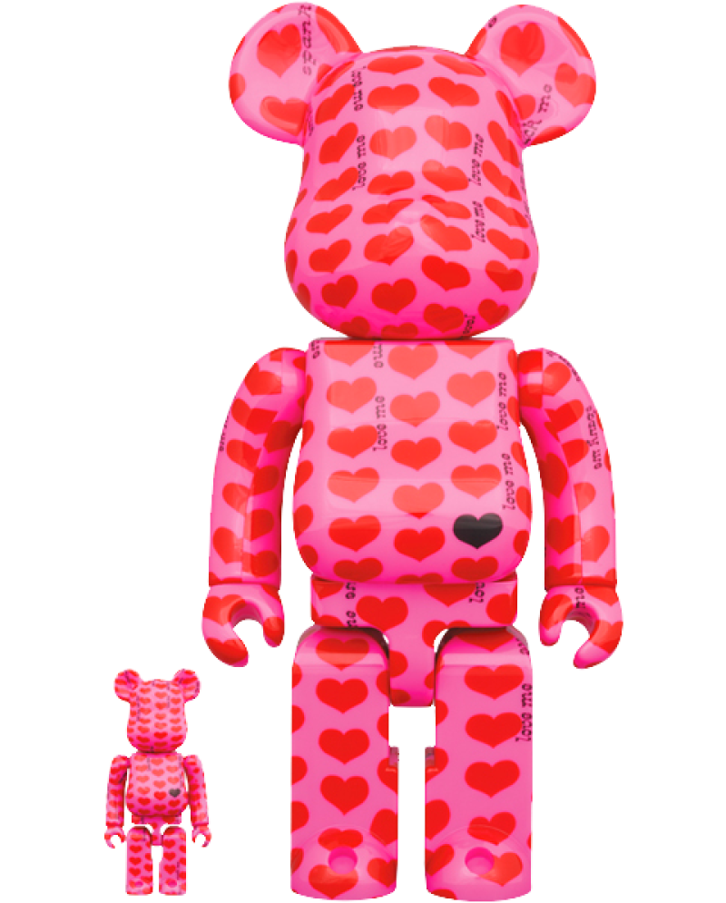 Be@rbrick Pink Heart 100％ and 400% Set Bearbrick by Medicom Toy
