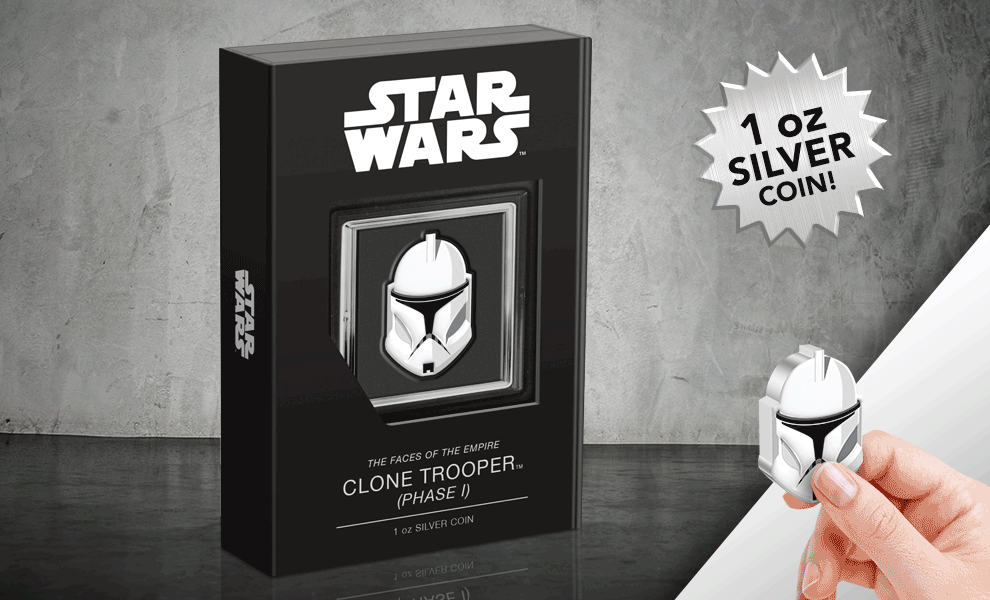 Gallery Feature Image of Clone Trooper Phase I 1oz Silver Coin Silver Collectible - Click to open image gallery