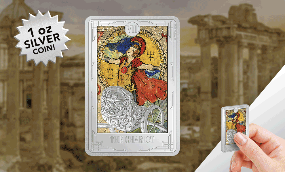 The Chariot 1oz Silver Coin Tarot Cards Silver Collectible