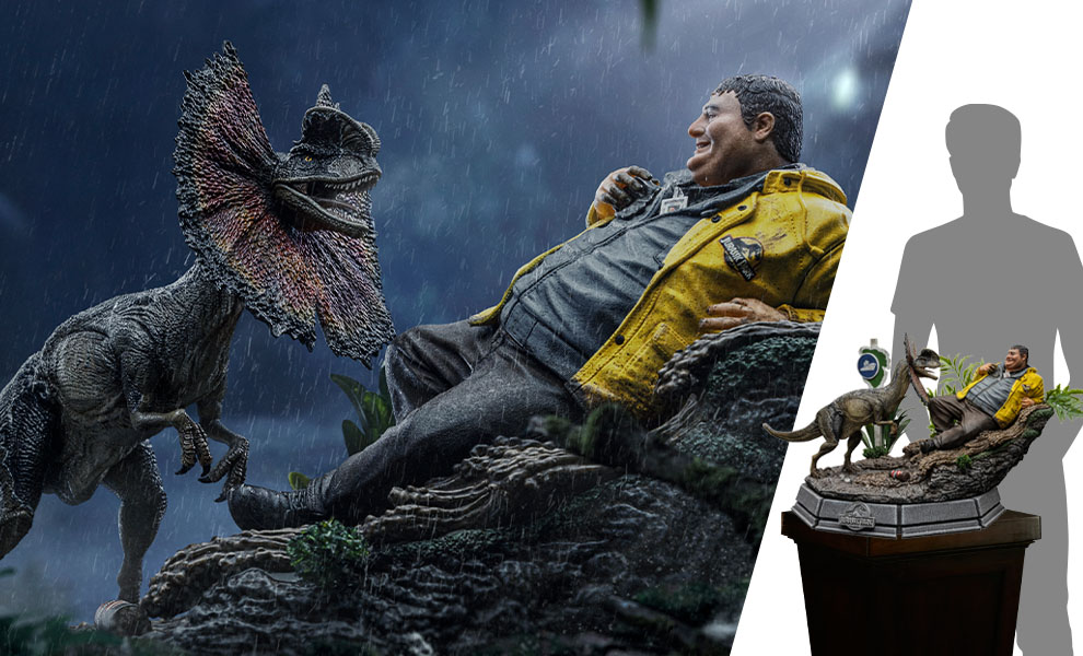 Gallery Feature Image of Dennis Nedry meets the Dilophosaurus 1:10 Scale Statue - Click to open image gallery