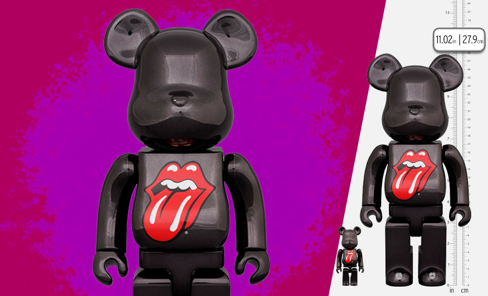 Gallery Feature Image of Be@rbrick The Rolling Stones Lips & Tongue (Black Chrome Version) 100% & 400% Bearbrick - Click to open image gallery