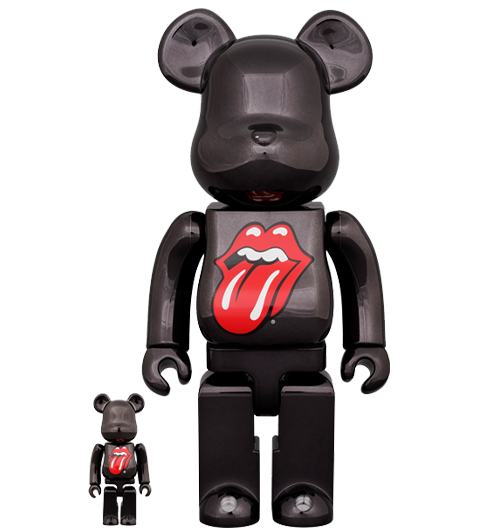 Medicom Toy Be@rbrick The Rolling Stones Lips & Tongue (Black Chrome Version) 100% & 400% Bearbrick