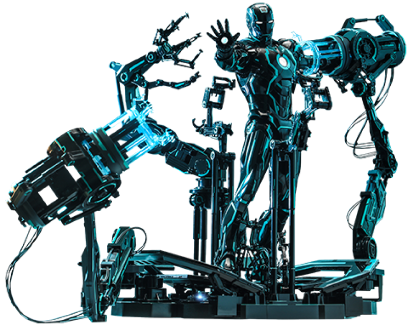 Neon Tech Iron Man with Suit-Up Gantry Sixth Scale Figure Set by Hot Toys