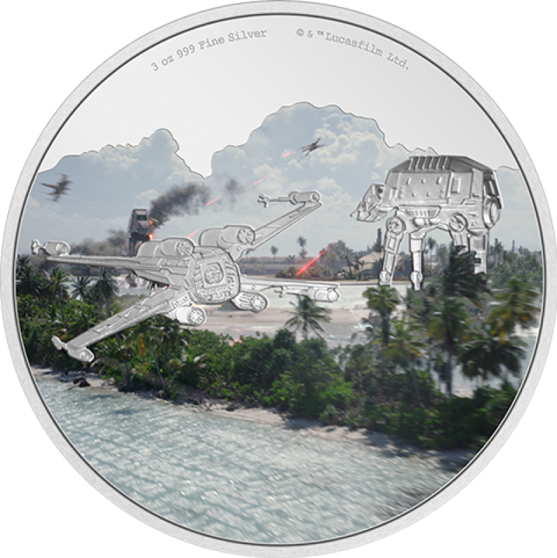 Battle Scenes Scarif 3oz Silver Coin Silver Collectible by New Zealand Mint