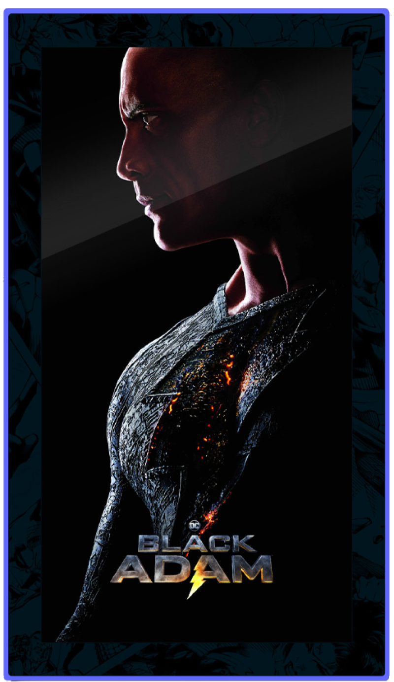 Black Adam (2022) - LED Dwayne Johnson Portrait Mini-Poster #2 Wall Light by Brandlite