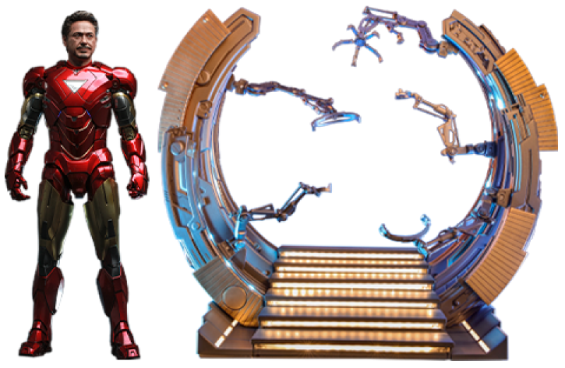 Iron Man Mark VI (2.0) with Suit-Up Gantry Sixth Scale Figure Set by Hot Toys