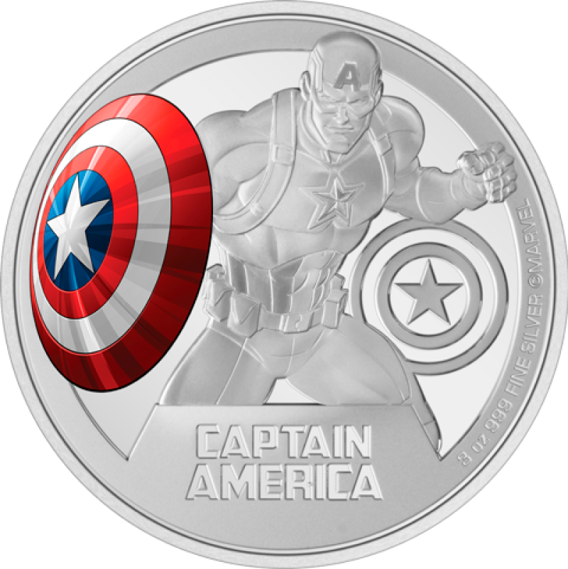 Captain America 3oz Silver Coin Silver Collectible by New Zealand Mint