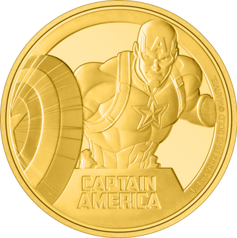 Captain America 1/4oz Gold Coin Gold Collectible by New Zealand Mint