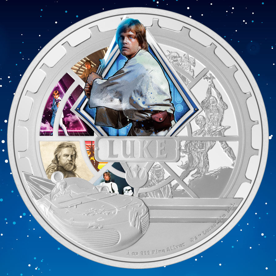 Luke Skywalker™ 3oz Silver Coin Silver Collectible by New Zealand