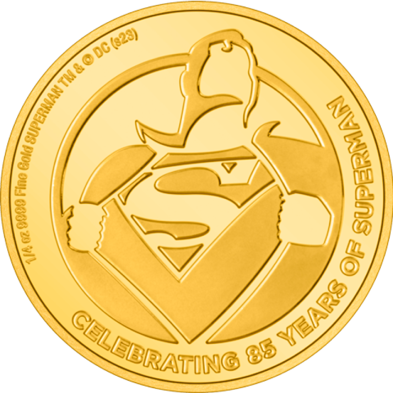 Superman 85th Anniversary ยผoz Gold Coin Gold Collectible by Agoro