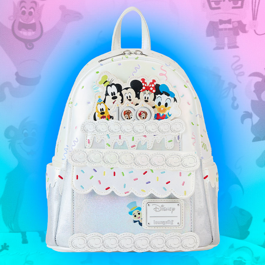 【Lounge Fly】Disney100 Anniversary Cake Mini Backpack Disney 100 Celebration Cake Mini Backpack by Loungefly
