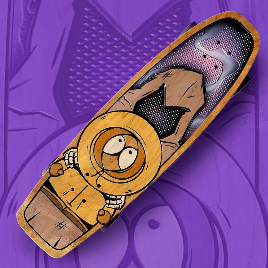 Death Finds Kenny - Carved Out Skateboard Deck by Bear Walker