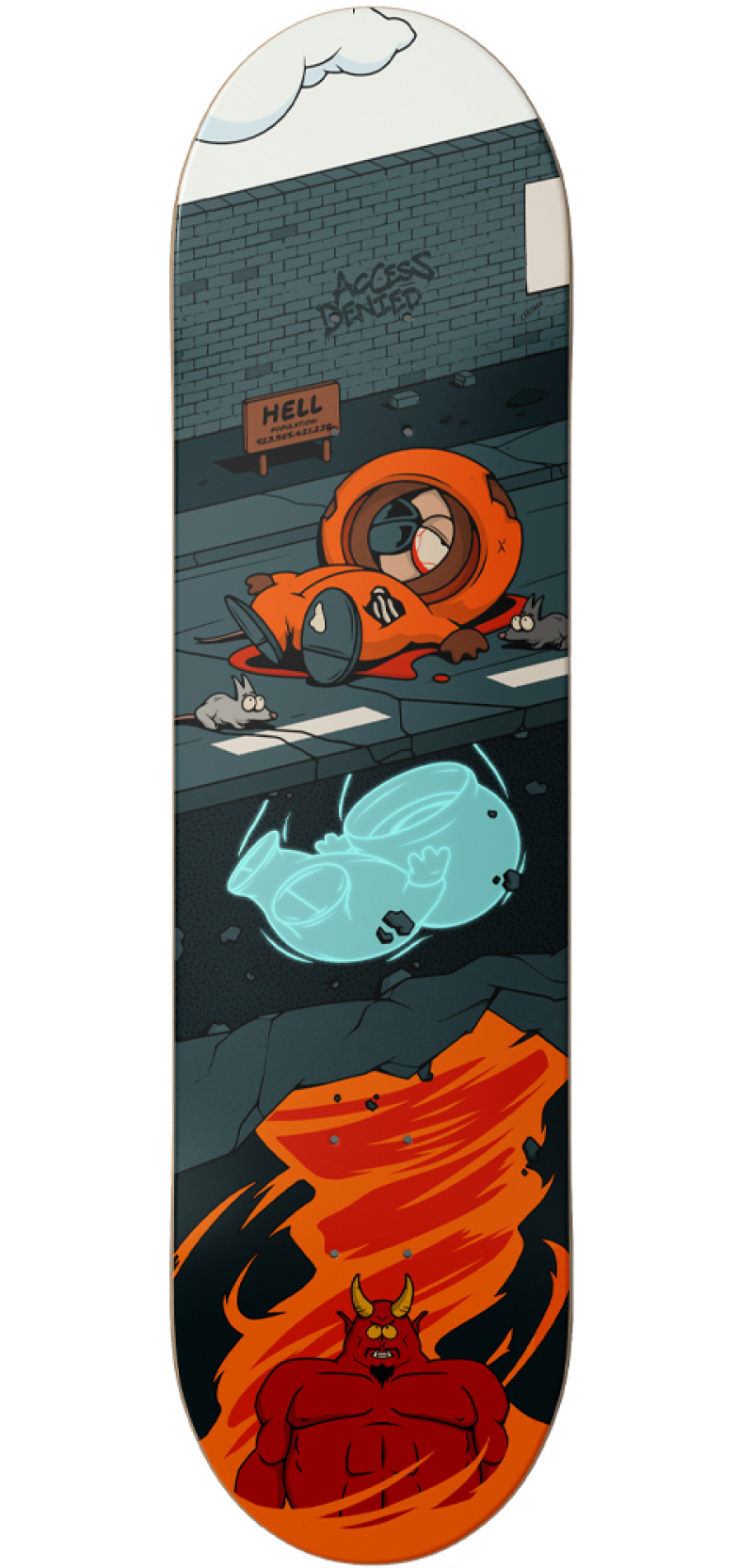 Kenny Goes to Hell Skateboard Deck by Bear Walker