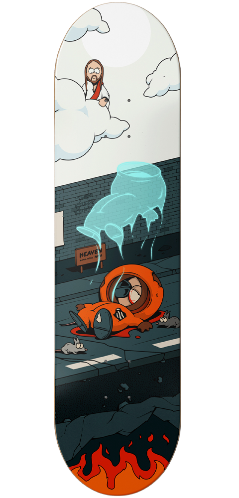 Kenny Goes to Heaven Skateboard Deck by Bear Walker