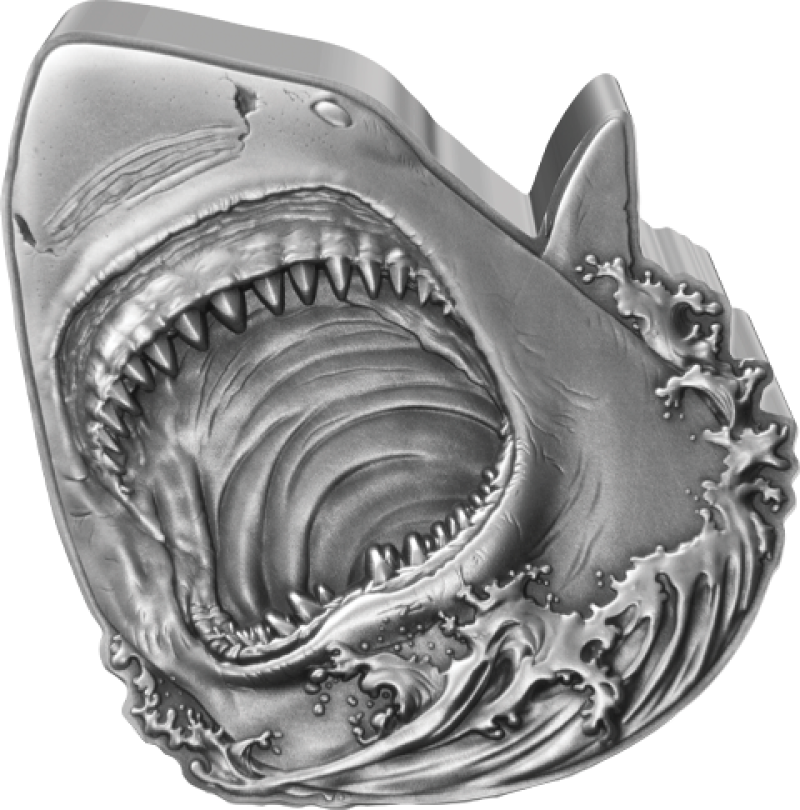 Great White Shark 2oz Silver Coin Silver Collectible by Agoro
