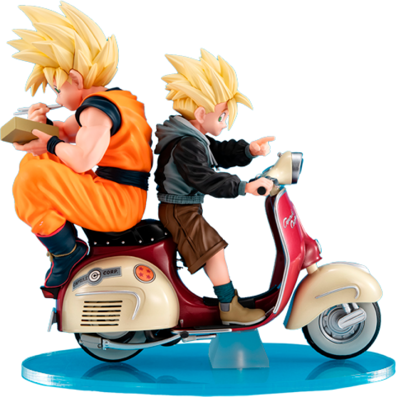 Super Saiyan Son Goku & Super Saiyan Son Gohan on Motorbike Collectible Figure by MegaHouse