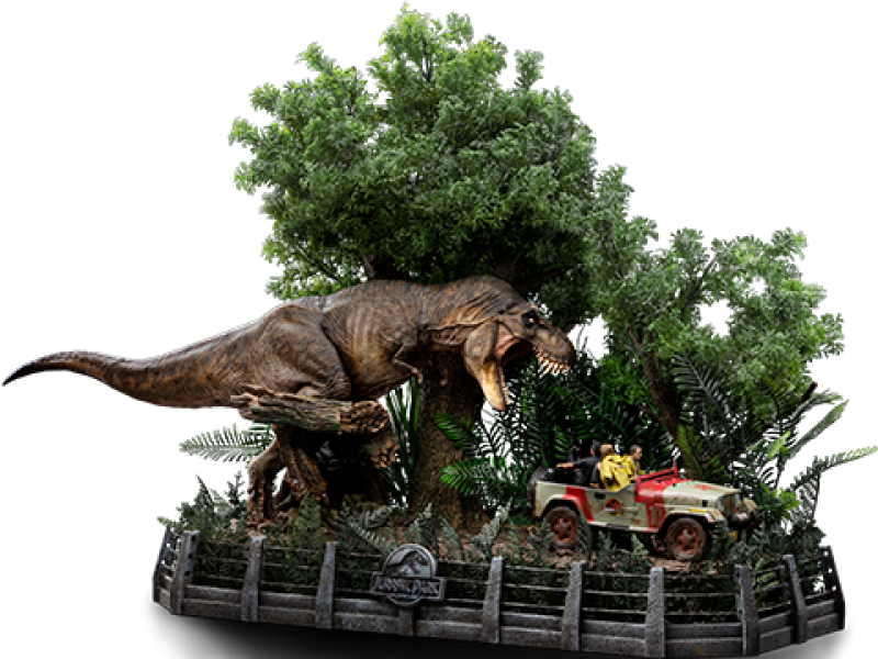 T-Rex Chase Statues by Iron Studios