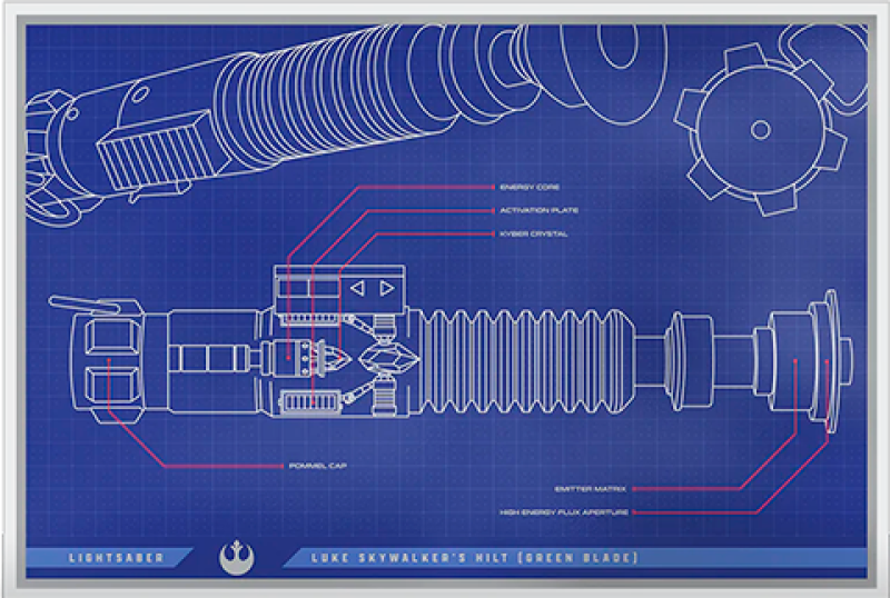 Skywalker Lightsaber™ Blueprint Foil Silver Collectible by Agoro