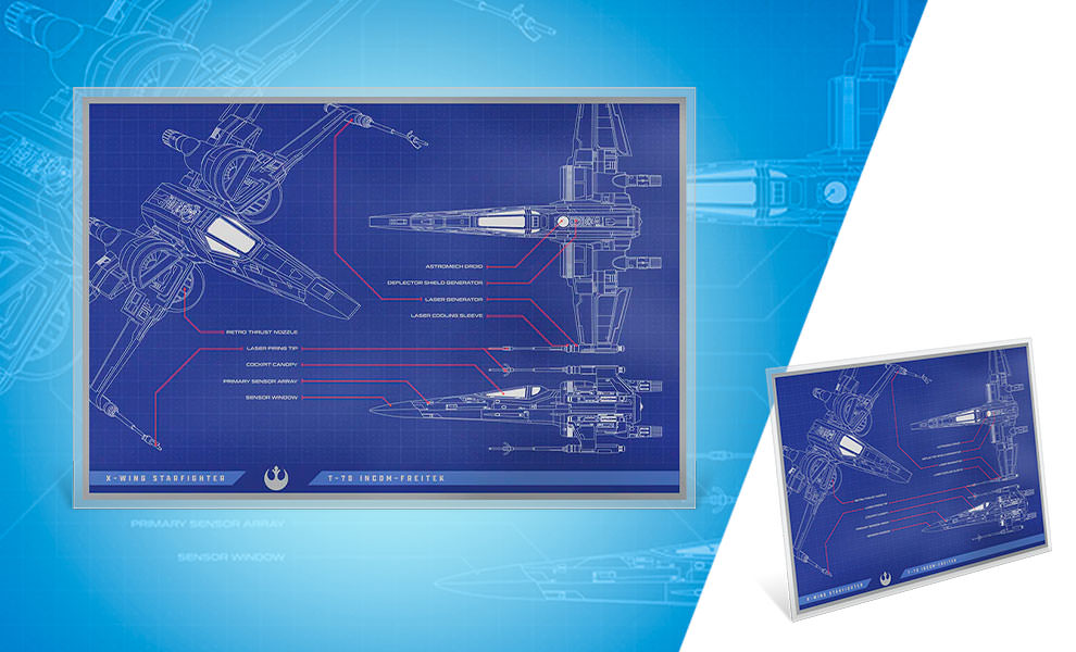 Star Wars™ X-Wing T-70™ Blueprint Foil Silver Collectible by