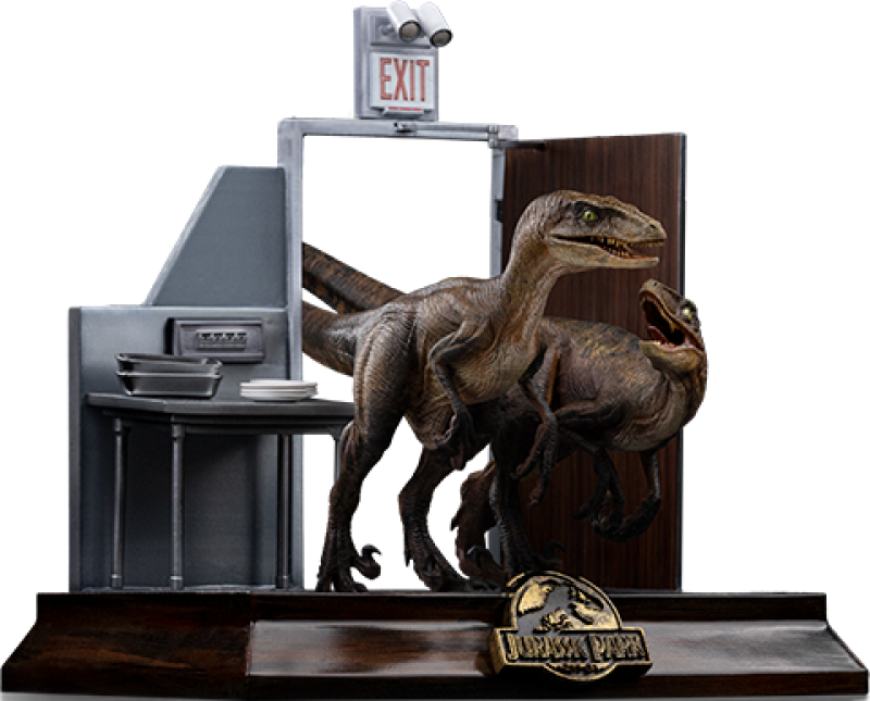 Raptors at the Kitchen's Door 1:10 Scale Statue by Iron Studios
