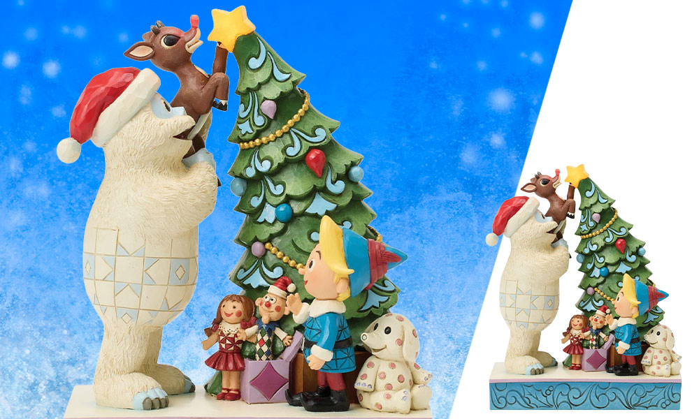 Bumble Holding Rudolph by Tree Figurine by Enesco