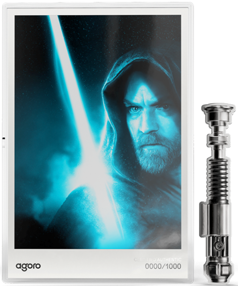 Obi-Wan Kenobi™ Lightsaber Set Silver Collectible by Agoro