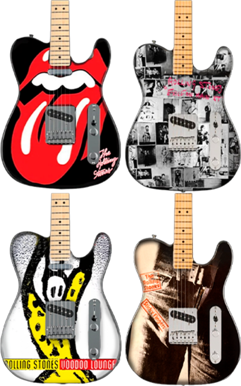 The Rolling Stones Icons Collectible Miniature Guitar Set Miniature by The Mini Axe