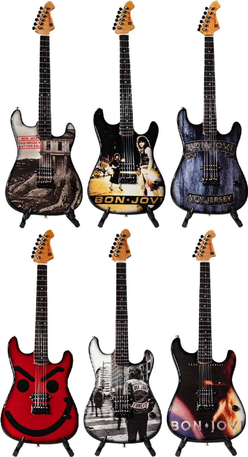Bon Jovi Collectible Miniature Guitar Set Miniature by The Mini Axe